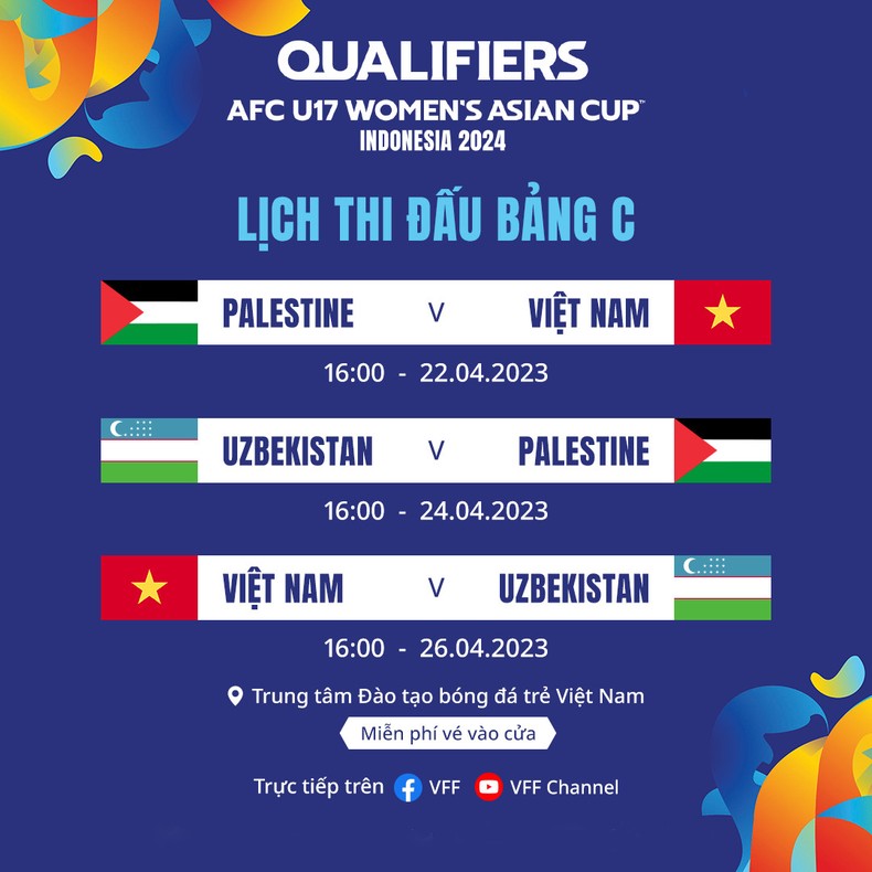 Lịch thi đấu bảng C U17 nữ châu Á diễn ra tại Hà Nội