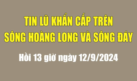 Tin lũ khẩn cấp trên sông Hoàng Long và sông Đáy (hồi 13 giờ ngày 12/9/2024)