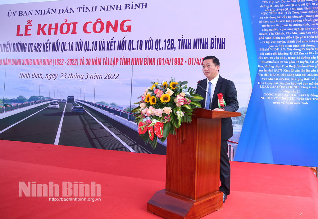 Các đồng chí lãnh đạo tỉnh dự lễ khởi công các công trình chào mừng kỷ niệm 200 năm Danh xưng Ninh Bình và 30 năm tái lập tỉnh