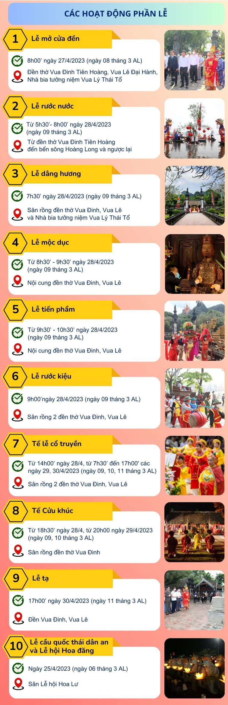 Infographics Chương trình hoạt động Lễ hội Hoa Lư năm 2023