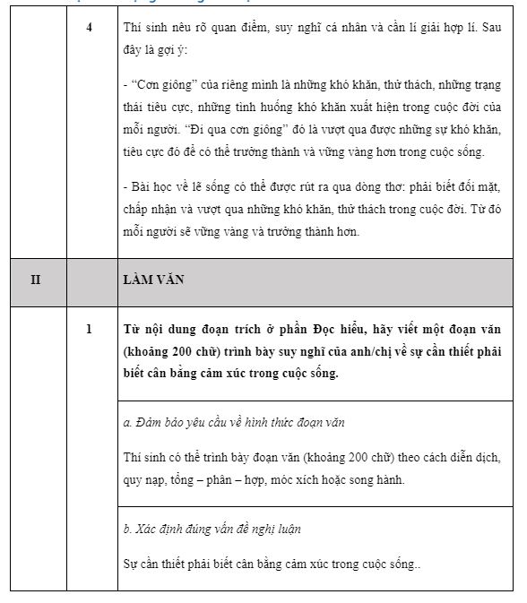 Gợi ý đáp án đề thi môn Ngữ văn kỳ thi tốt nghiệp THPT