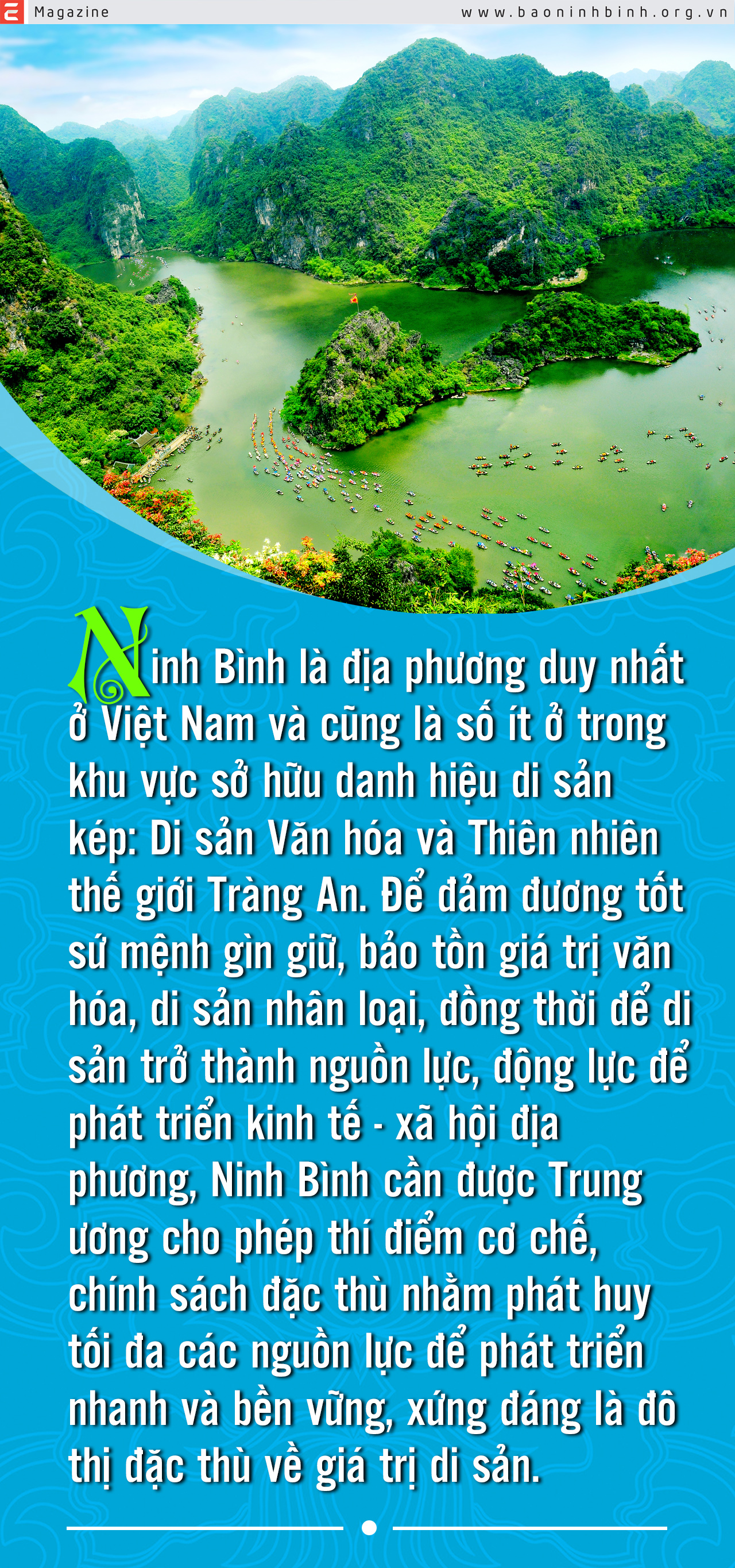 emagazine Ninh Bình cần một cơ chế đặc thù để đảm đương tốt sứ mệnh gìn giữ bảo tồn di sản và biến di sản thành động lực phát triển kinh tế xã hội
