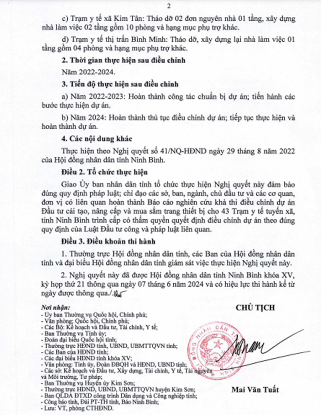 Điều chỉnh chủ trương đầu tư dự án Đầu tư cải tạo nâng cấp và mua sắm trang thiết bị cho 43 Trạm y tế tuyến xã tỉnh Ninh Bình