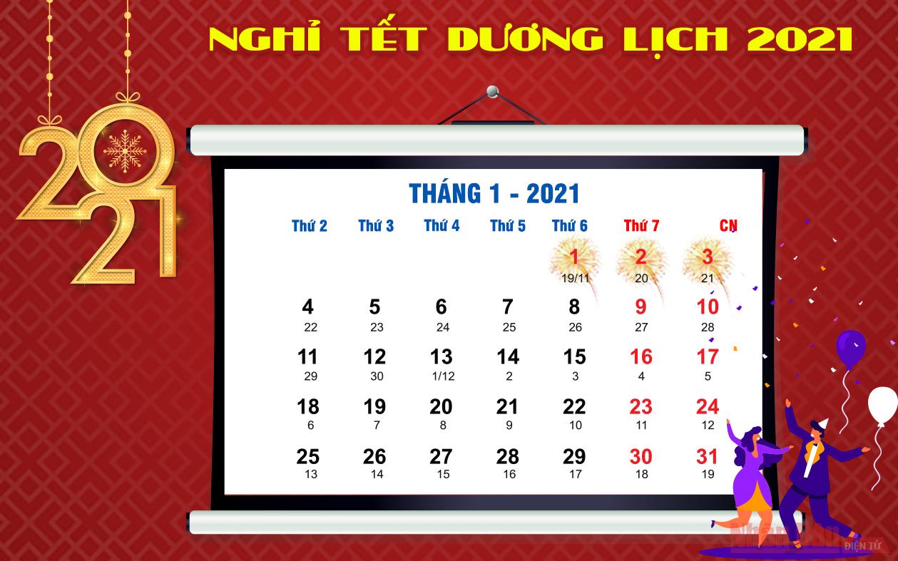 [Infographic] Các ngày nghỉ lễ, Tết trong năm 2021