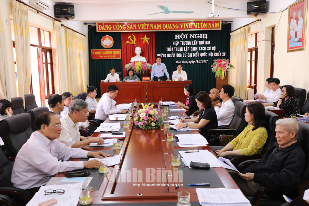 Hội nghị hiệp thương lần thứ hai để thỏa thuận lập danh sách sơ bộ những người ứng cử đại biểu HĐND tỉnh khóa XV, nhiệm kỳ 2021-2026