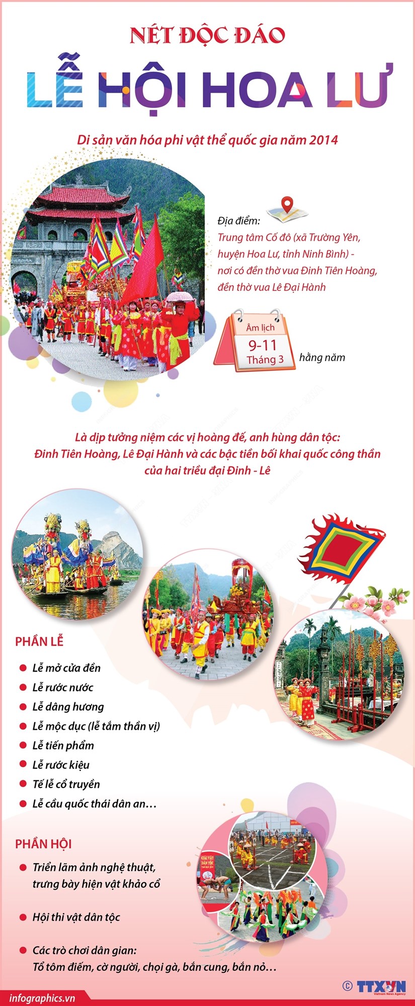 [Infographics] Lễ hội Hoa Lư - Nét văn hóa độc đáo nơi cố đô