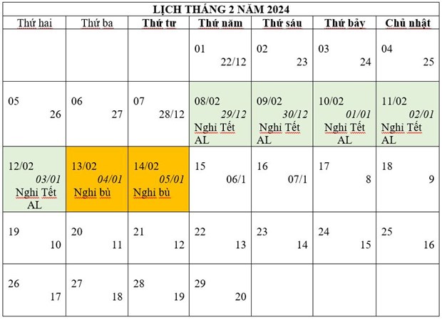 Trình phương án nghỉ Tết Âm lịch và Lễ Quốc khánh năm 2024