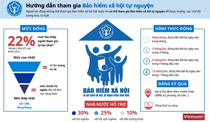 [Infographics] Hướng dẫn tham gia Bảo hiểm xã hội tự nguyện
