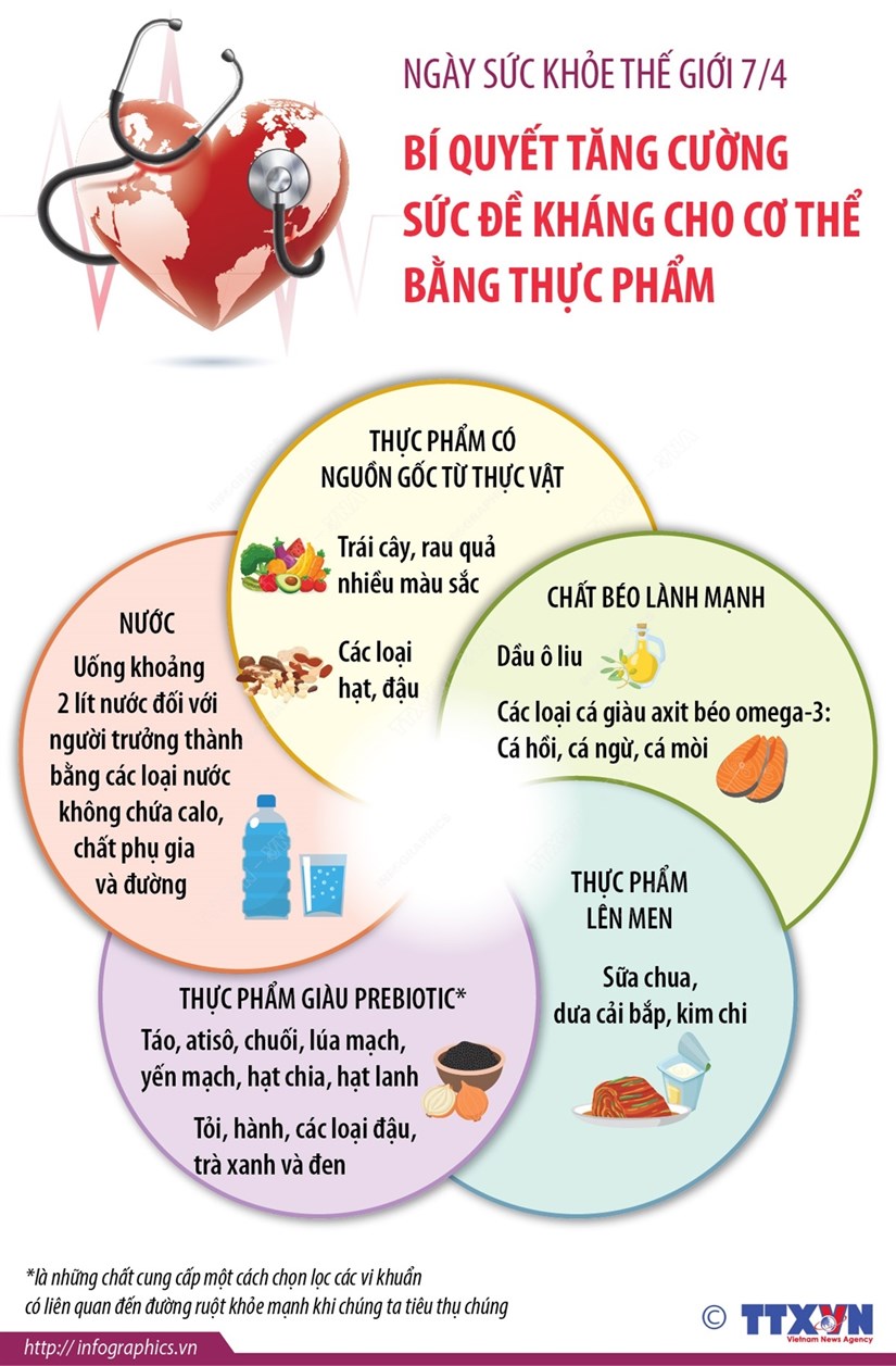 [Infographics] Bí quyết tăng sức đề kháng cho cơ thể bằng thực phẩm