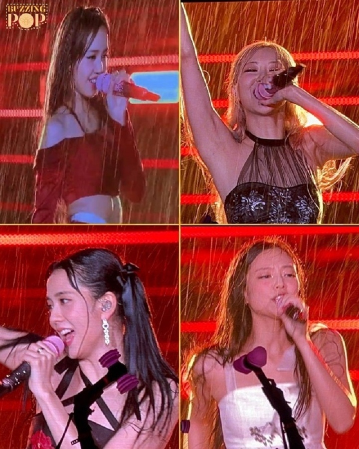 BLACKPINK nhảy dưới trời mưa tầm tã, Jennie gặp sự cố