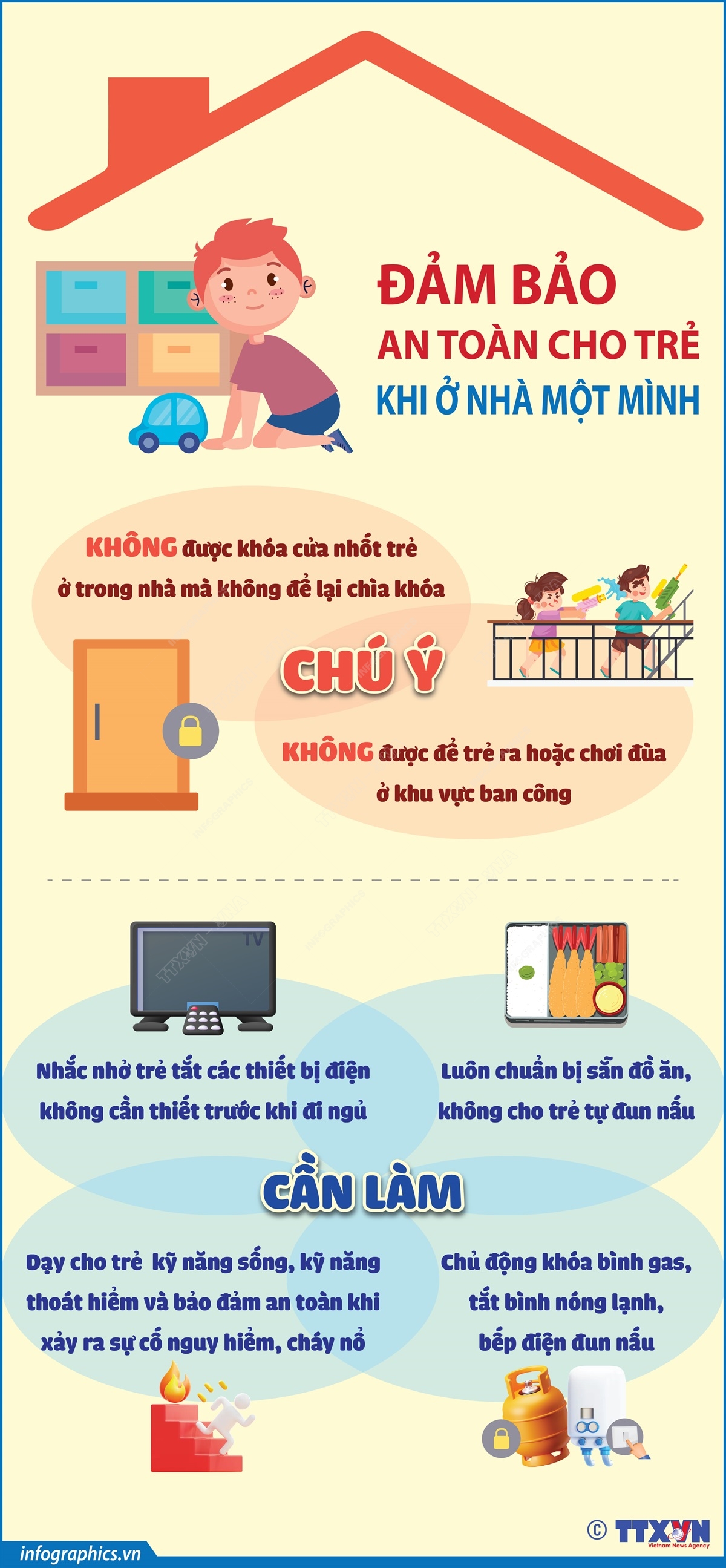 [Infographic] Những điều lưu ý để đảm bảo an toàn cho trẻ khi ở nhà một mình