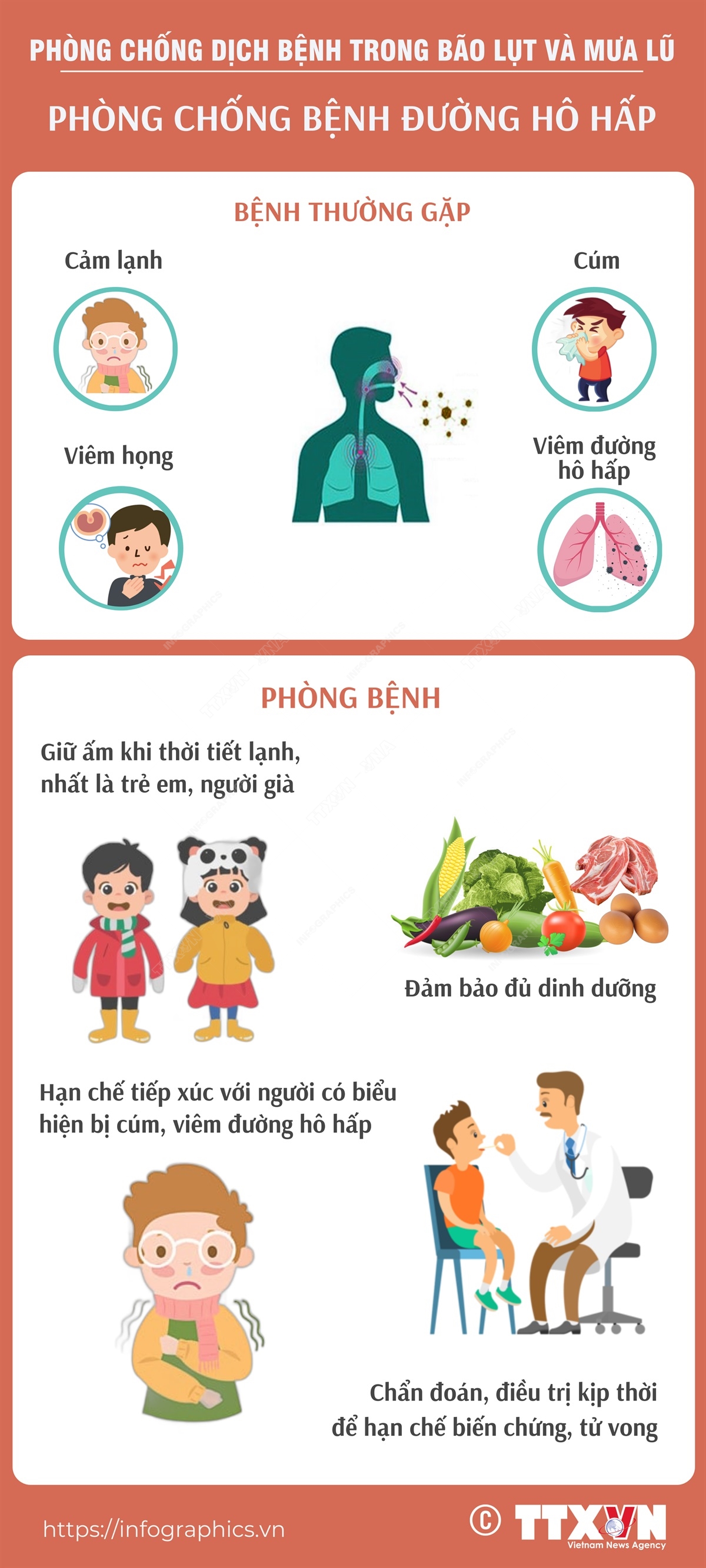 [Infographic] Phòng chống bệnh đường hô hấp sau bão lũ