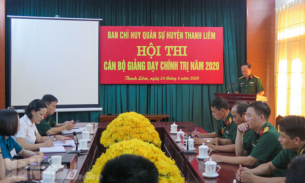 Ban CHQS huyện Thanh Liêm tổ chức hội thi cán bộ giảng dạy chính trị trong LLVT