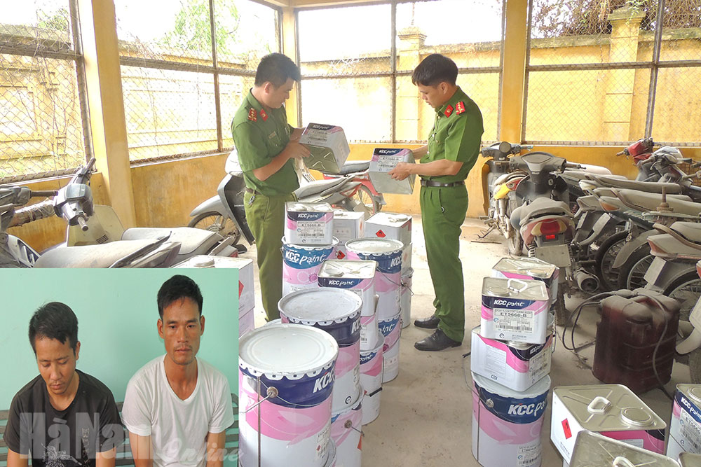 Công an huyện Kim Bảng bắt 2 đối tượng trộm cắp sơn của công ty