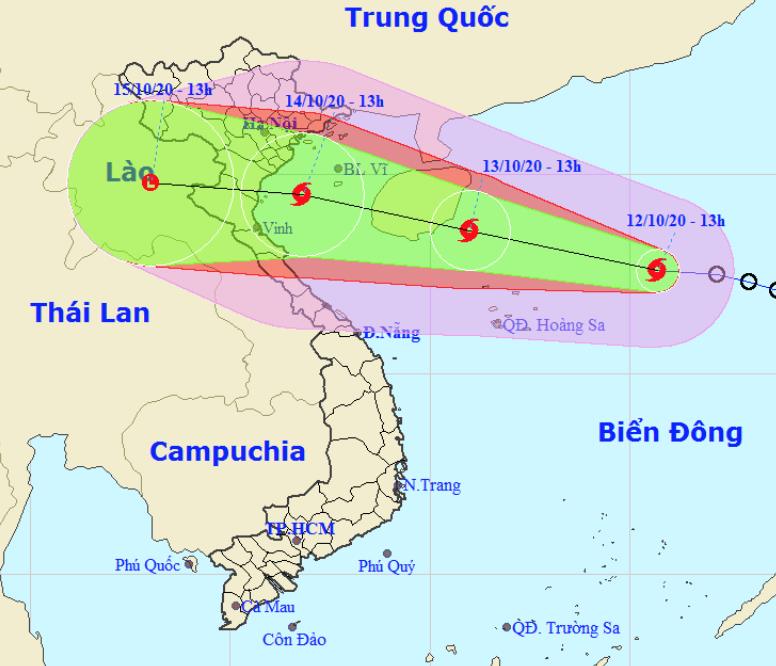 Bão số 7 giật cấp 12, thẳng tiến Bắc Bộ và Bắc Trung Bộ