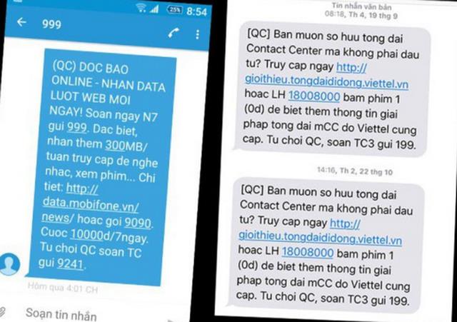 Hướng dẫn thuê bao di động đăng ký từ chối cuộc gọi, tin nhắn quảng cáo rác