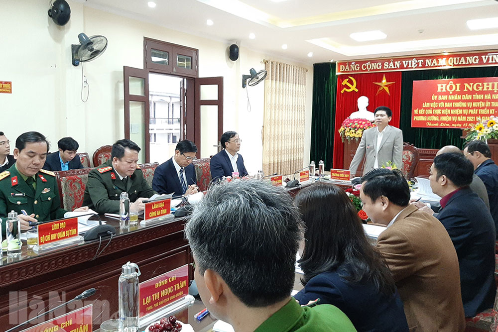 Lãnh đạo UBND tỉnh làm việc với BTV Huyện ủy Thanh Liêm