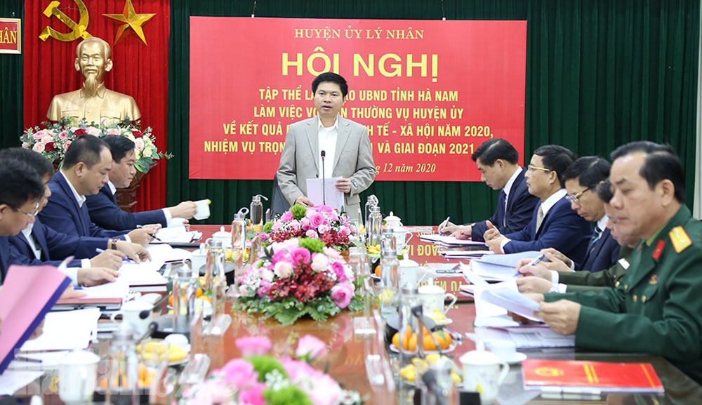 Lãnh đạo UBND tỉnh làm việc với BTV Huyện ủy Lý Nhân về tình hình phát triển kinh tế- xã hội