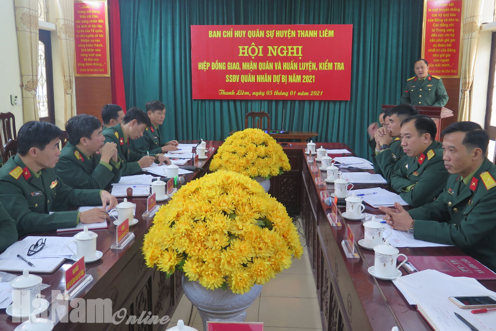Ban CHQS huyện Thanh Liêm hiệp đồng giao nhận quân năm 2021
