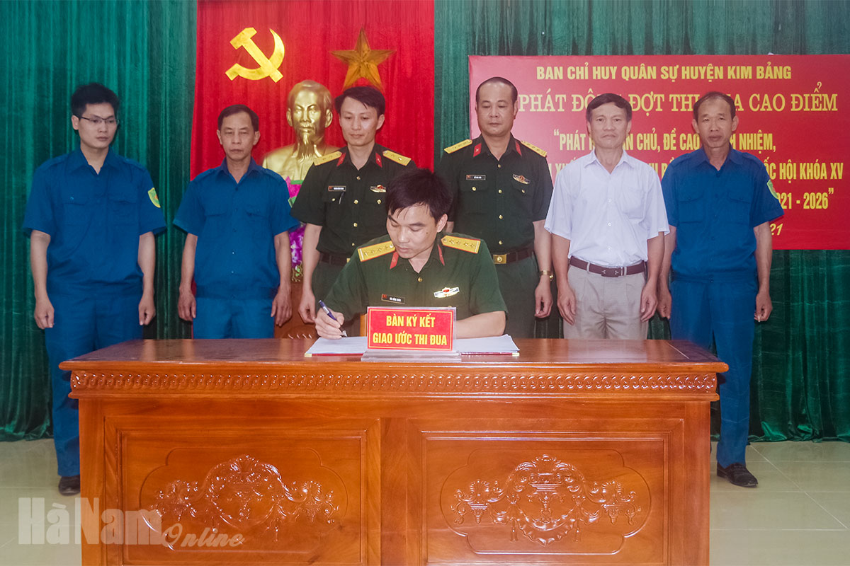 Ban CHQS huyện Kim Bảng phát động thi đua cao điểm chào mừng bầu cử đại biểu Quốc hội và HĐND các cấp