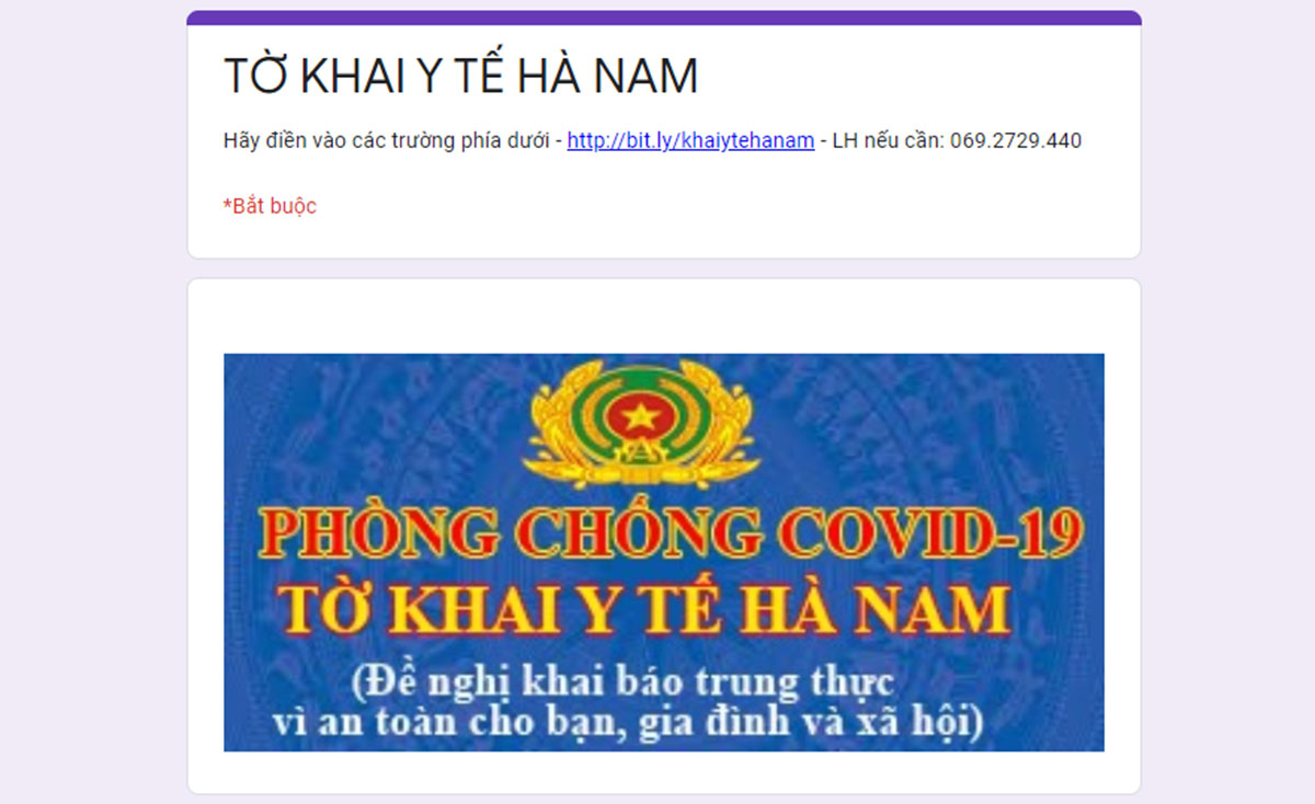 Công an Hà Nam triển khai thực hiện khai báo y tế điện tử qua Zalo