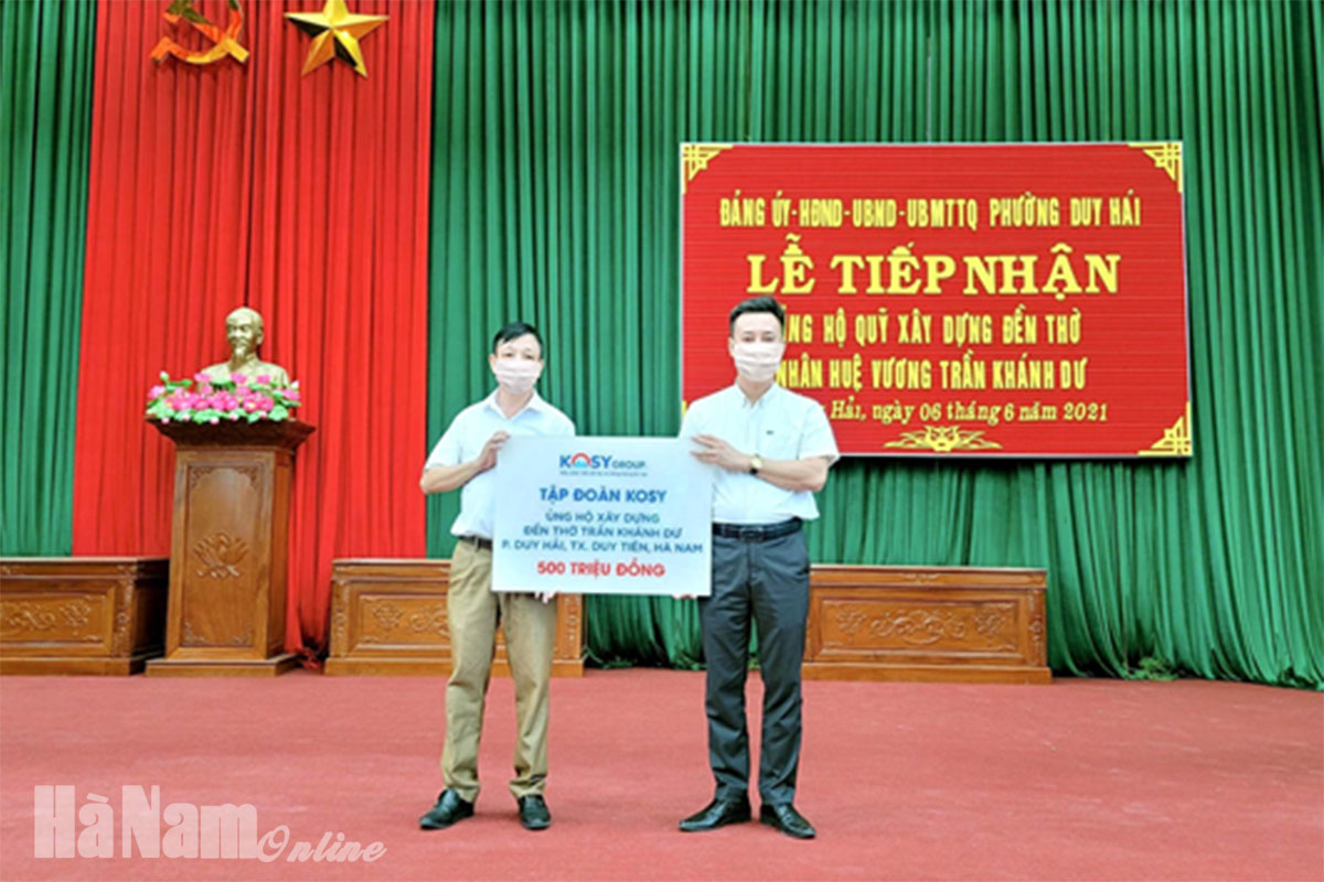 Tập đoàn Kosy ủng hộ 500 triệu đồng xây dựng đền thờ Trần Khánh Dư tại Hà Nam