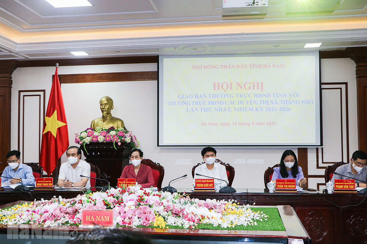 Giao ban giữa Thường trực HĐND tỉnh với Thường trực HĐND các huyện, thị xã, thành phố lần thứ nhất, nhiệm kỳ 2021-2026