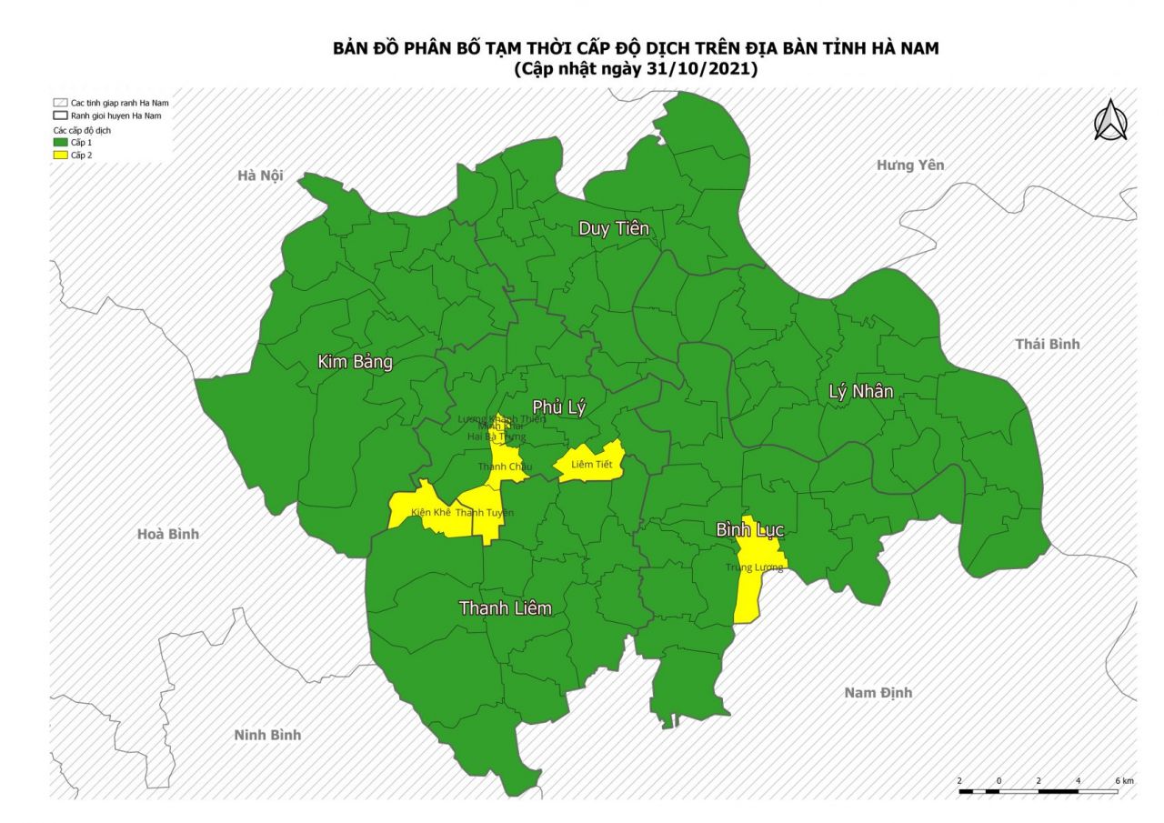 Hà Nam có 101 xã cấp độ dịch Covid-19 màu xanh