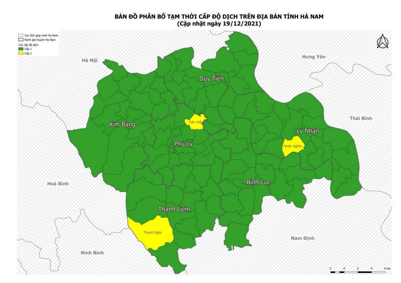 Hà Nam có 03 xã cấp độ dịch Covid-19 vùng vàng, nguy cơ trung bình