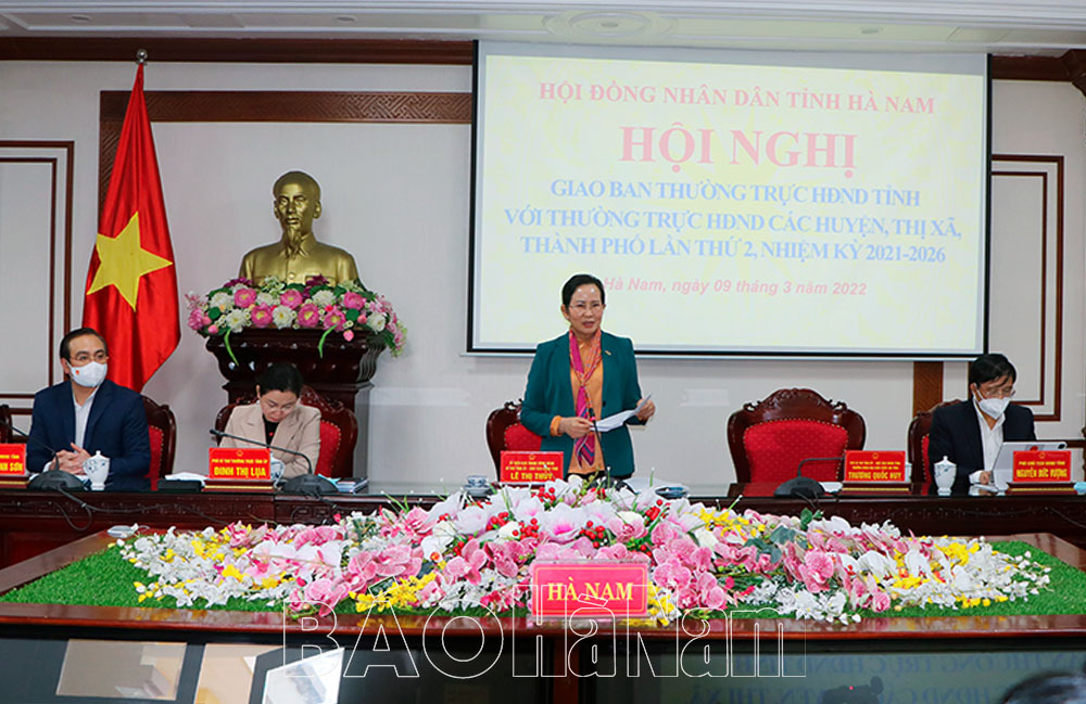 Giao ban Thường trực HĐND tỉnh với Thường trực HĐND các huyện, thị xã, thành phố lần thứ 2, nhiệm kỳ 2021-2026