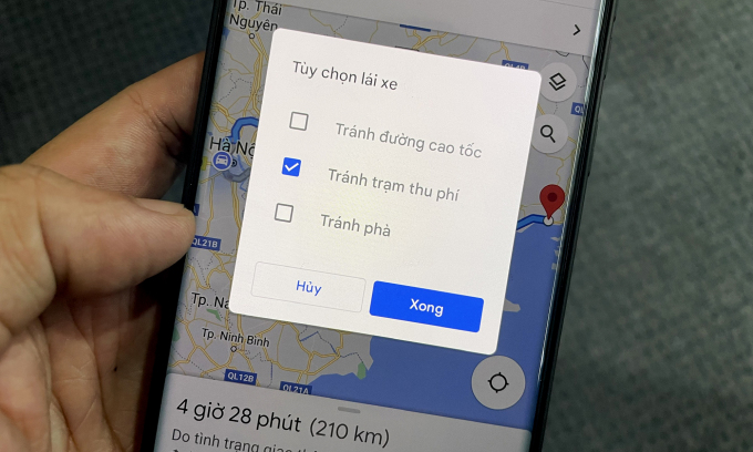 Google Maps giúp tính toán phí đường bộ