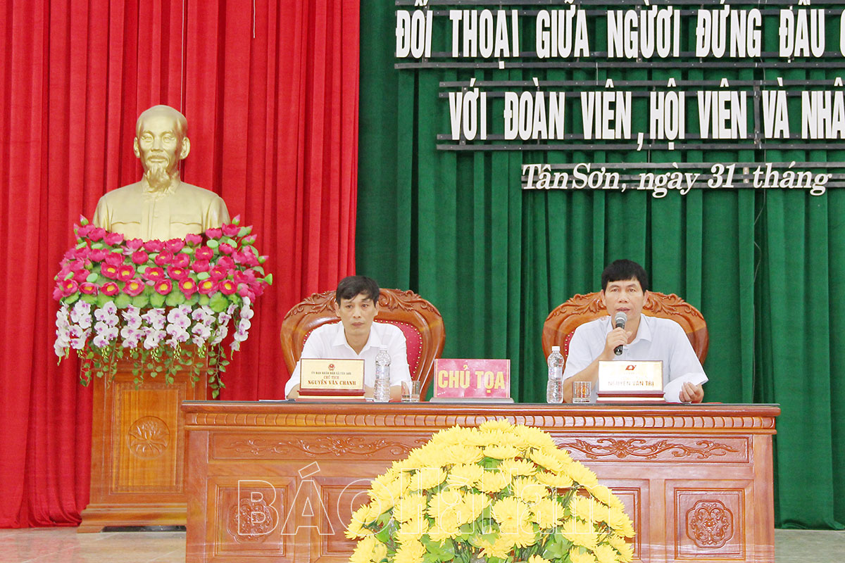 Xã Tân Sơn đối thoại giữa người đứng đầu cấp uỷ, chính quyền với đoàn viên, hội viên và nhân dân
