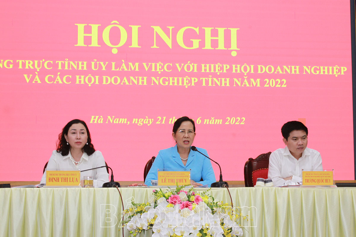 Thường trực Tỉnh ủy làm việc với Hiệp hội doanh nghiệp tỉnh