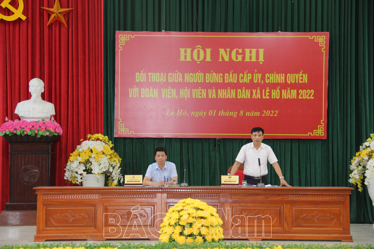 Đối thoại giữa người đứng đầu cấp ủy, chính quyền với đoàn viên, hội viên, nhân dân xã Lê Hồ