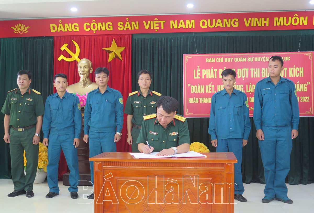 Ban CHQS huyện Bình Lục phát động đợt thi đua đột kích “Đoàn kết, hiệp đồng, lập công, quyết thắng”