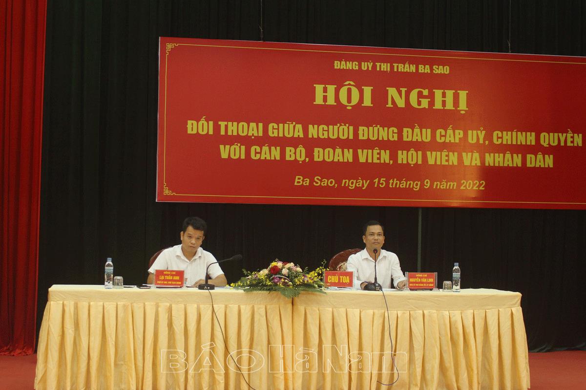 Đối thoại giữa người đứng đầu cấp uỷ, chính quyền thị trấn Ba Sao với đoàn viên, hội viên, nhân dân