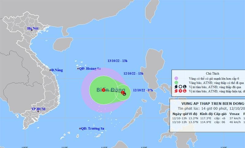 Xuất hiện vùng áp thấp khả năng mạnh thành áp thấp nhiệt đới