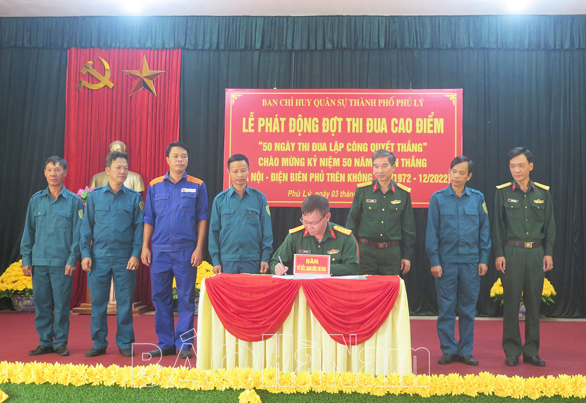 Ban CHQS thành phố Phủ Lý phát động đợt thi đua cao điểm chào mừng kỷ niệm 50 năm chiến thắng “Hà Nội – Điện Biên Phủ trên không”