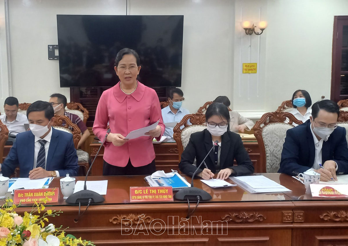 Đồng chí Bí thư Tỉnh ủy Lê Thị Thủy làm việc với Đoàn công tác của thành phố Kobe (Nhật Bản) đến khảo sát môi trường đầu tư tại Hà Nam