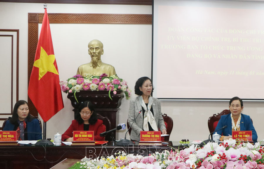 Đồng chí Trưởng Ban Tổ chức Trung ương Trương Thị Mai thăm, chúc Tết Đảng bộ, chính quyền và nhân dân tỉnh Hà Nam