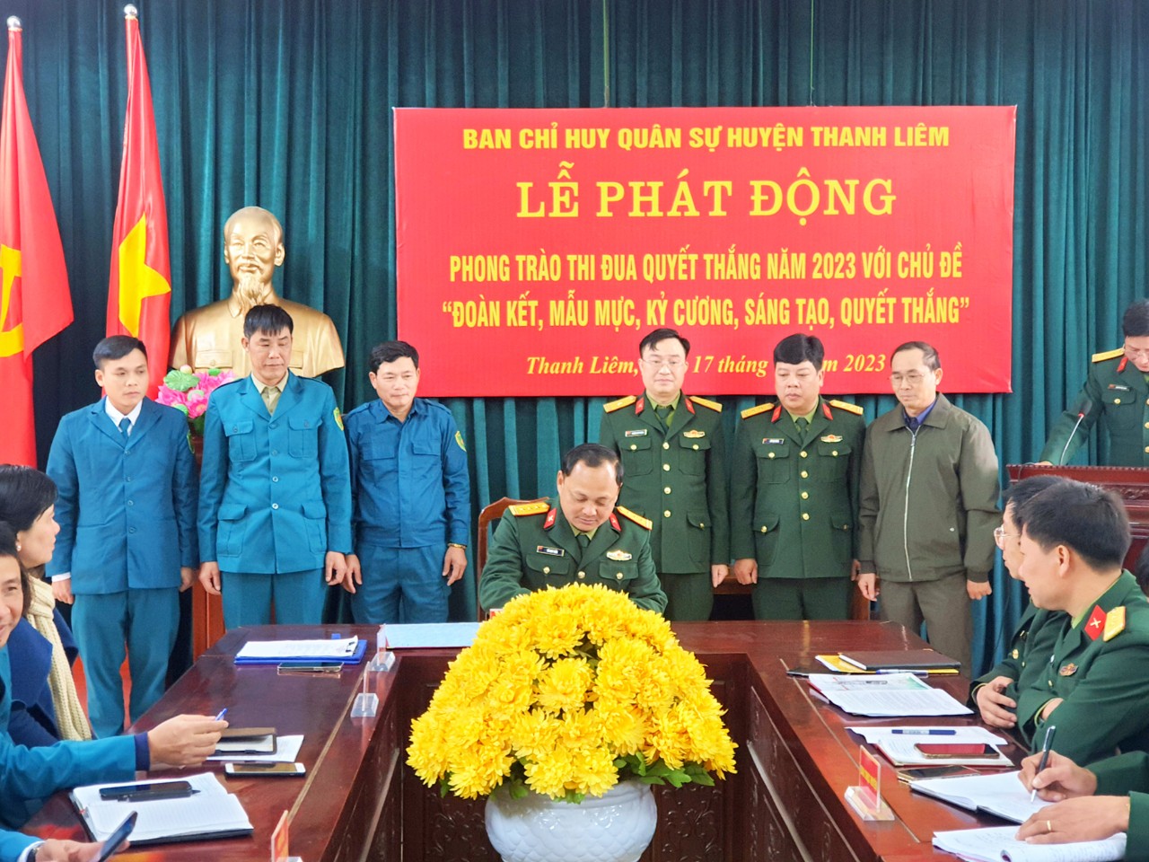 Ban CHQS huyện Thanh Liêm phát động phong trào thi đua Quyết thắng năm 2023