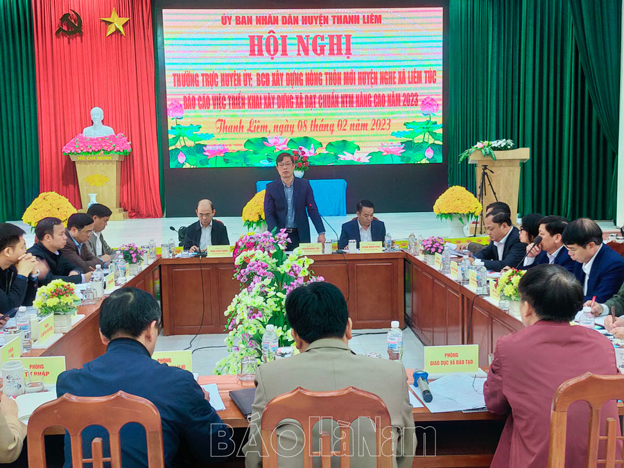 Thường trực Huyện ủy Thanh Liêm kiểm tra tình hình xây dựng xã NTM nâng cao tại Liêm Túc