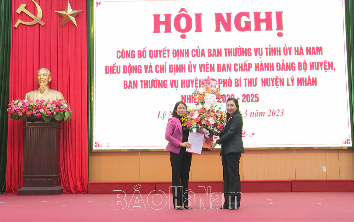 Phó Chủ nhiệm UBKT Tỉnh ủy Lê Thị Hồng Hà được điều động, chỉ định giữ chức Phó Bí thư Huyện ủy Lý Nhân