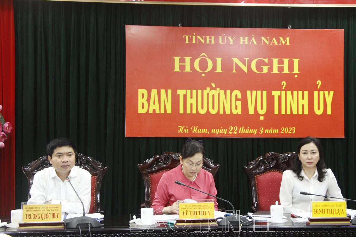 BTV Tỉnh ủy làm việc với BTV huyện ủy Bình Lục về kiểm điểm giữa nhiệm kỳ thực hiện nghị quyết đại hội đảng các cấp