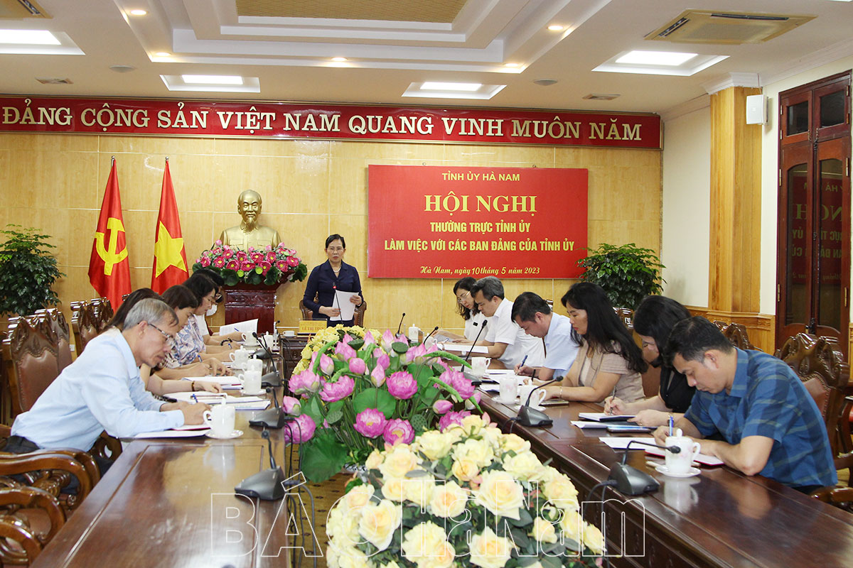 Thường trực Tỉnh ủy làm việc với Ban Tuyên giáo Tỉnh ủy