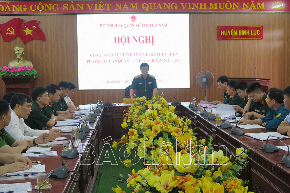 Thanh tra thực hiện pháp luật về Dân quân tự vệ giai đoạn 2021-2023 tại huyện Bình Lục