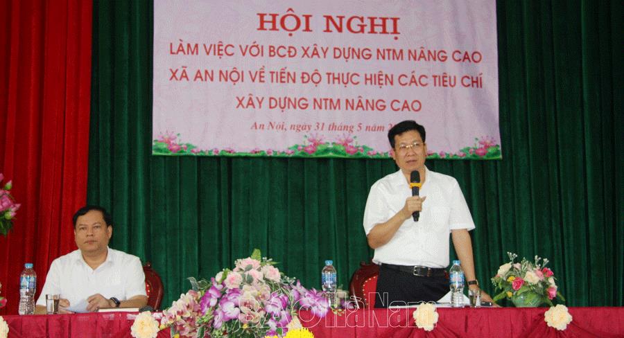 Ban chỉ đạo xây dựng NTM nâng cao huyện Bình Lục làm việc với xã An Nội
