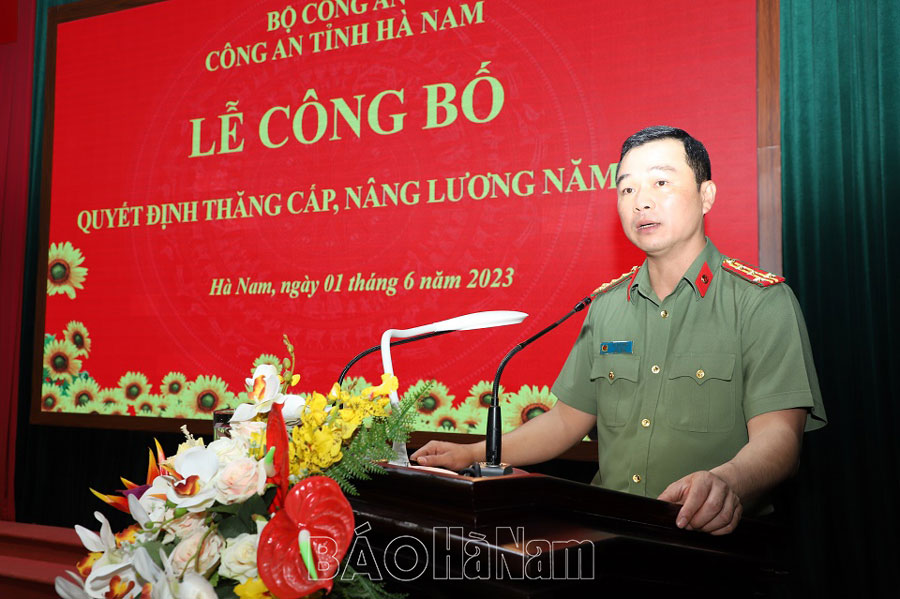 Công an tỉnh công bố Quyết định thăng cấp, nâng lương năm 2023