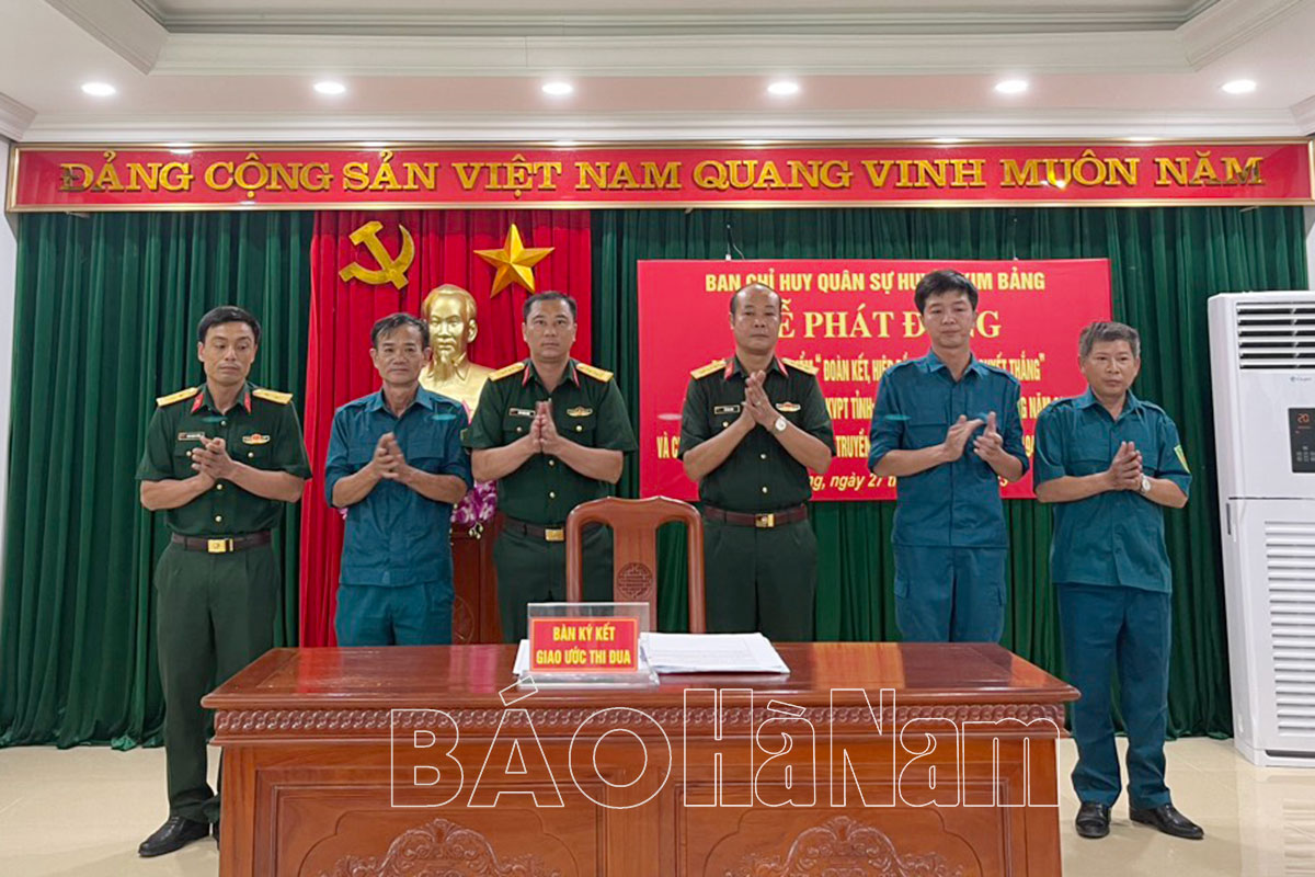 Ban CHQS huyện Kim Bảng phát động đợt thi đua cao điểm “Đoàn kết, hiệp đồng, kỷ cương, quyết thắng” trong thực hiện nhiệm vụ diễn tập