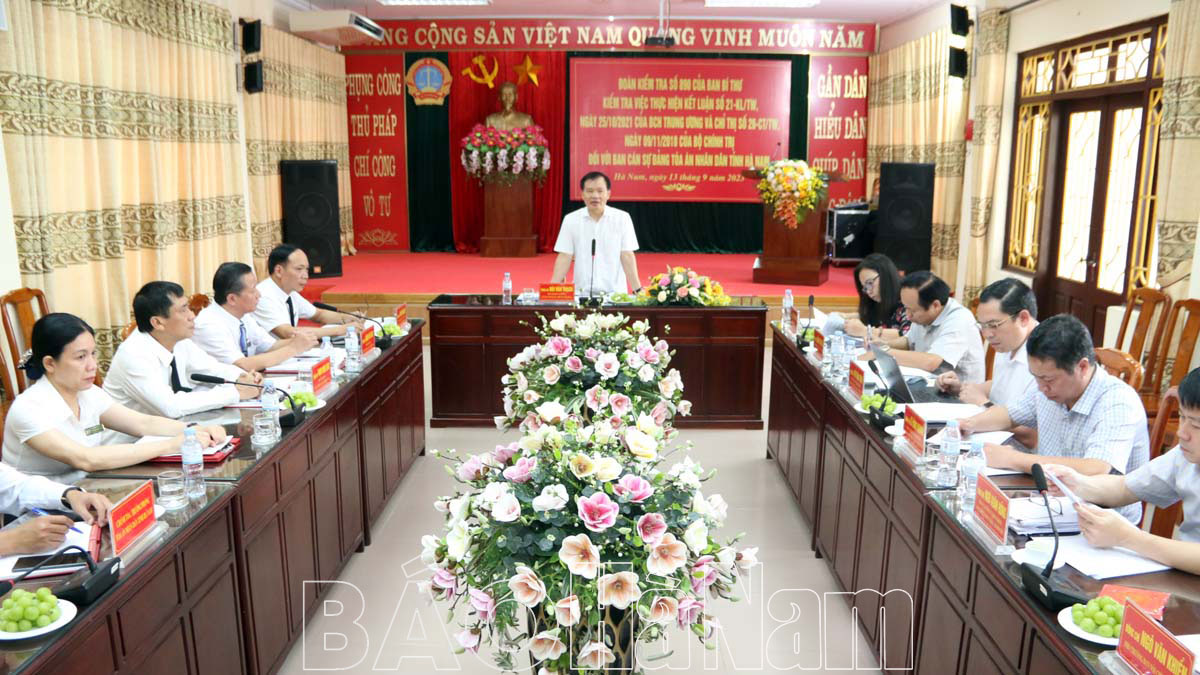 Đoàn kiểm tra của Ban Bí thư làm việc với Ban Cán sự Đảng Tòa án Nhân dân tỉnh